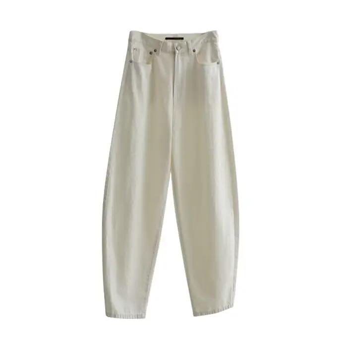 Mélange coton et lin~~Jeans décontractés élégants pour femmes de petite taille