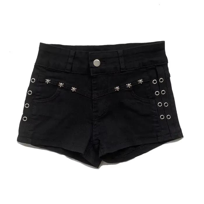Shorts en jean Y2K noirs sexy taille basse pour femme