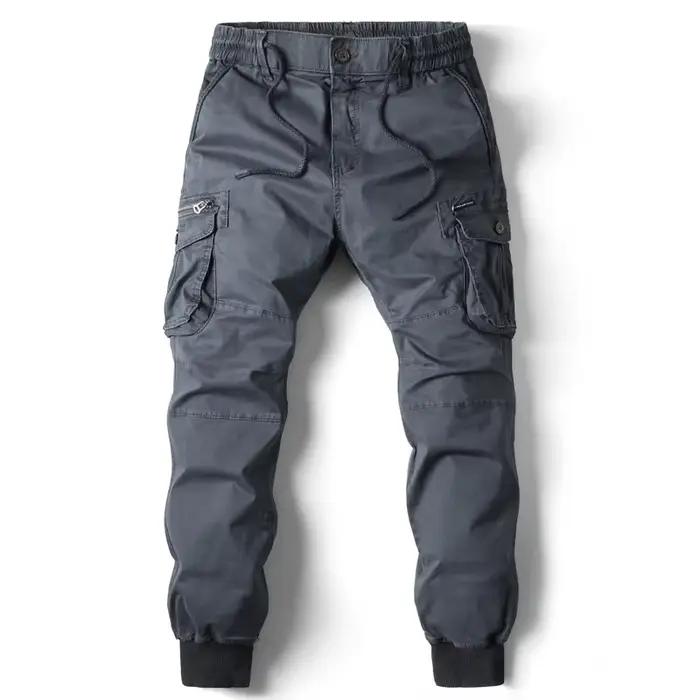 Pantalon Cargo hommes Jogging pantalons décontractés coton taille élastique militaire