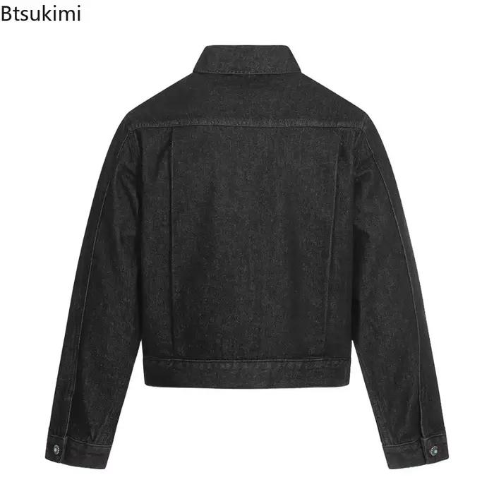 Nouvelle Veste en Jean Vintage pour Homme 2026 avec Boucle Aviateur et Boutons Turquoise – Manteau Décontracté Automne Style Rétro Américain Streetwear Noir Haut de Gamme
