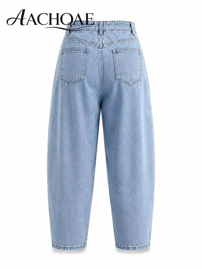 AACHOAE Jean Harem Femme en Coton Taille Haute