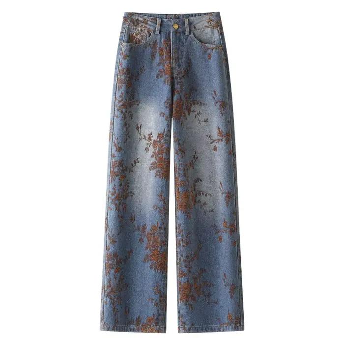 Jean Jacquard Vintage délavé pour femme