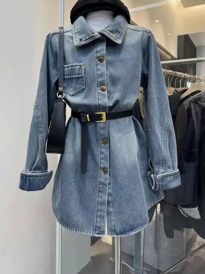 Robe en jean à manches longues pour femmes