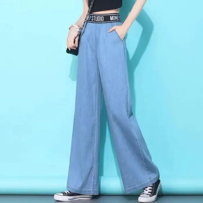 Lyocell-Jean Long à Jambes Larges pour Femme