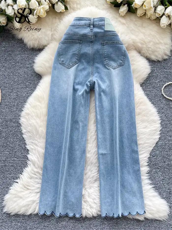 SINGREINY américain rétro Denim pantalon femme fermeture éclair boutons conception jambes larges