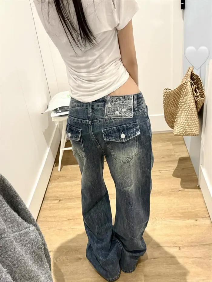 Pantalon en jean ample rétro américain pour femmes