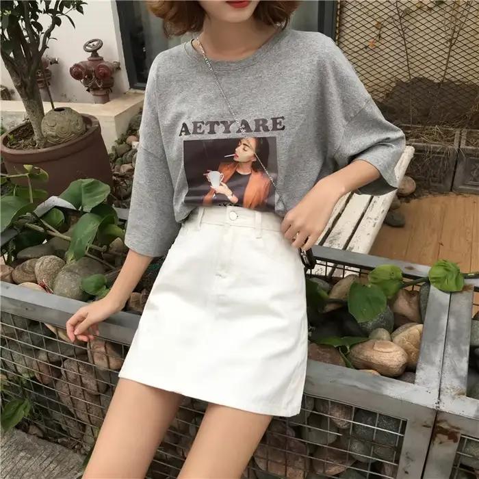 Jupes en jean femmes été solide blanc noir basique taille haute jupe courte Femme a-ligne