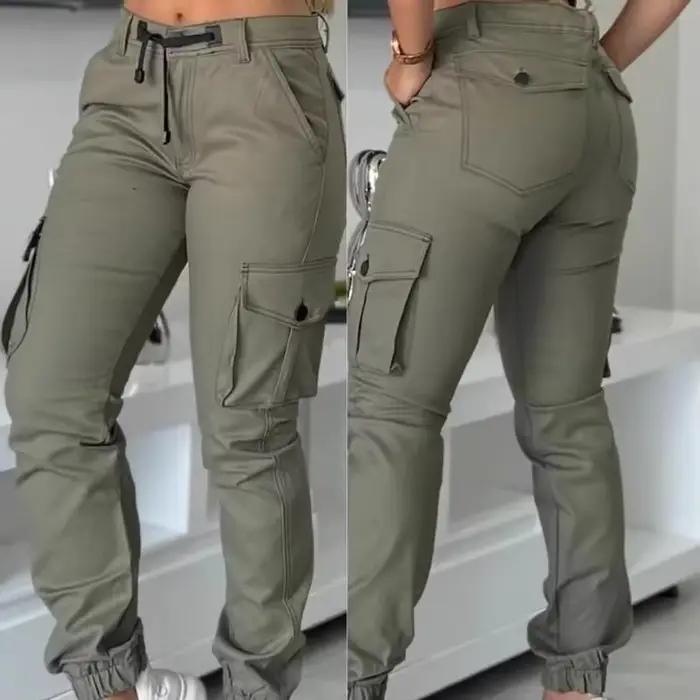 Vêtements de travail à la mode pantalons Cargo multi-poches vert militaire coupe ample
