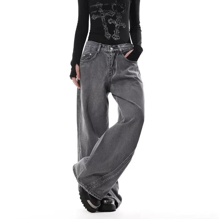 Jean large délavé style rétro pour femme – Nouvelle collection 2026 – Pantalon décontracté ample