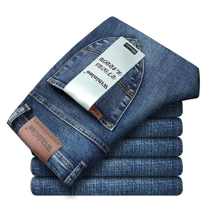 Printemps automne 2025 hommes Jeans intelligents mode d'affaires droit régulier bleu Stretch Denim pantalon classique