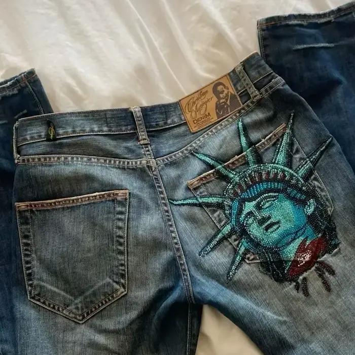 Jean Vintage Y2k années 2000 avec strass brillants