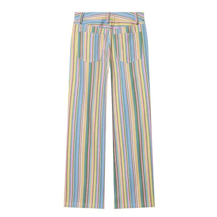Pantalon en jean rayé taille basse pour femme