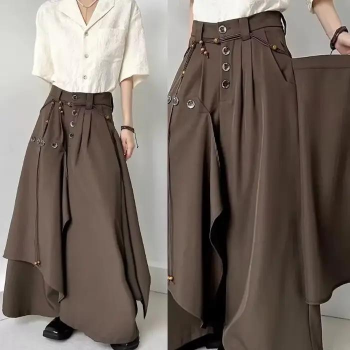 Fanan 2026 Nouvelle Collection Automne – Pantalon Jupe Irrégulier à Boutons