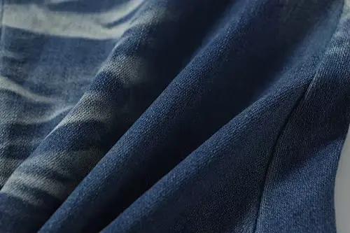 Nouvelle tendance américaine Jeans délavés et vieillis à dégradé bleu et blanc classique