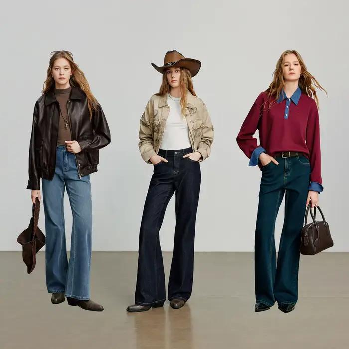 TOYOUTH femmes jean 2025 automne nouveau asymétrique coupe ajustée minceur Stretch Bootcut pantalon