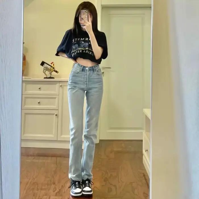 Pantalon de cowboy bleu clair pour femme