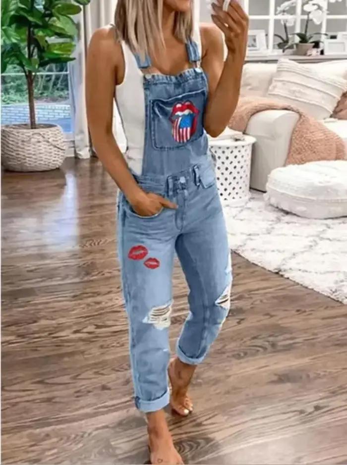 Salopette en jean multi-poches pour femme