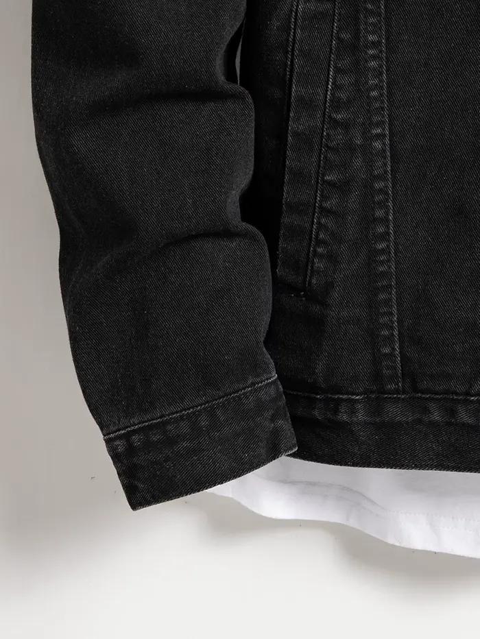 Veste en jean noire pour hommes, style décontracté, élégant et résistant, idéal pour le printemps et l'automne, polyvalent pour divers usages et occasions