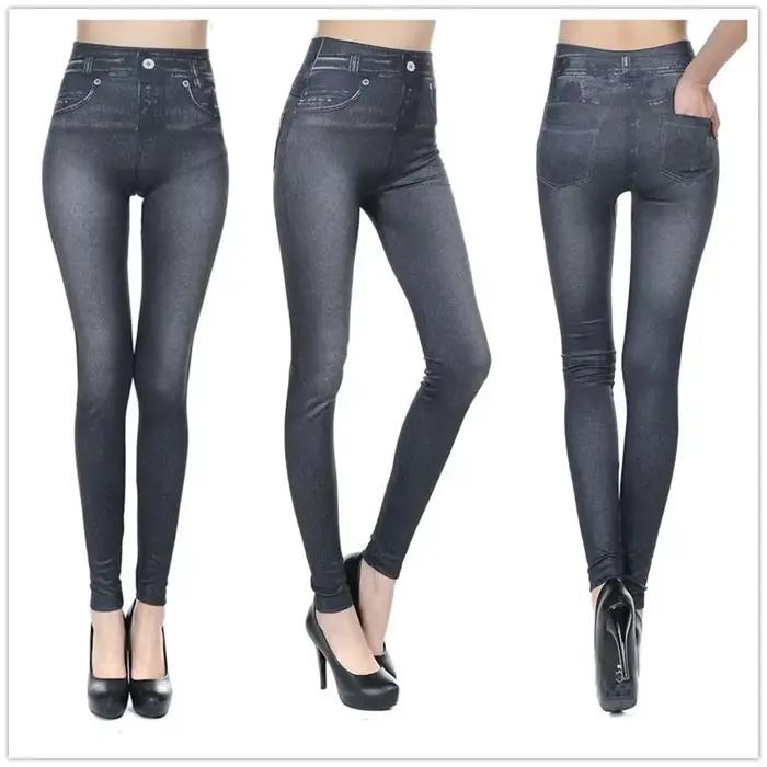 Femmes Jean Leggings Fitness pantalon taille haute gymnastique jegging
