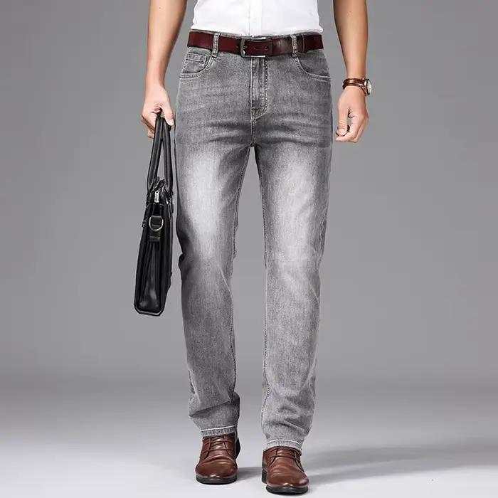 Jean fin effiloché gris pour homme