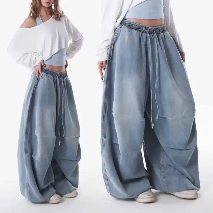 Jean Paratrooper Américain Plissé à Taille Élastique