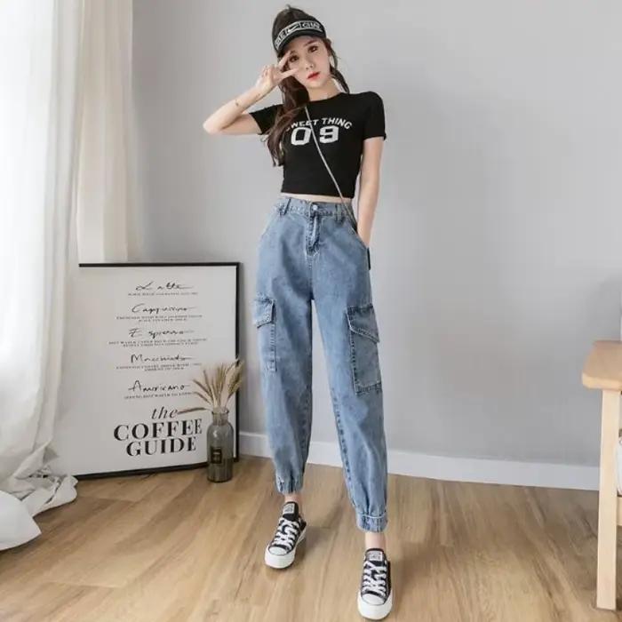 Jeans sarouel taille haute pour femmes