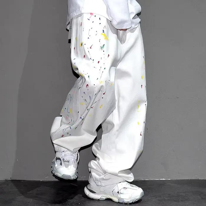 Jeans baggy peints à l'encre Hip Hop pour hommes