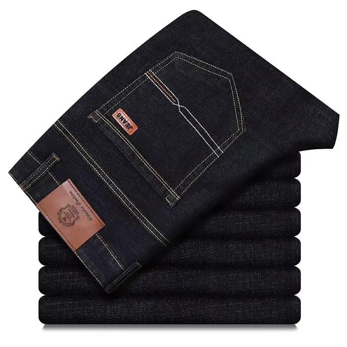 Nouveau Jean Noir Bleu Classique Lavé en Coton Extensible pour Homme Coupe Droite – Vêtements de Marque – Pantalon Décontracté Chic