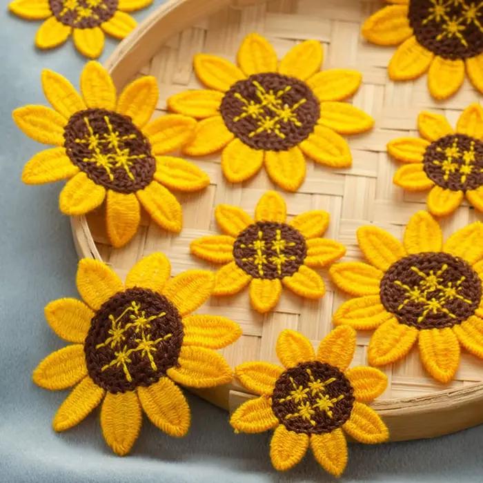 Patchs de broderie tournesol pour sac et jean