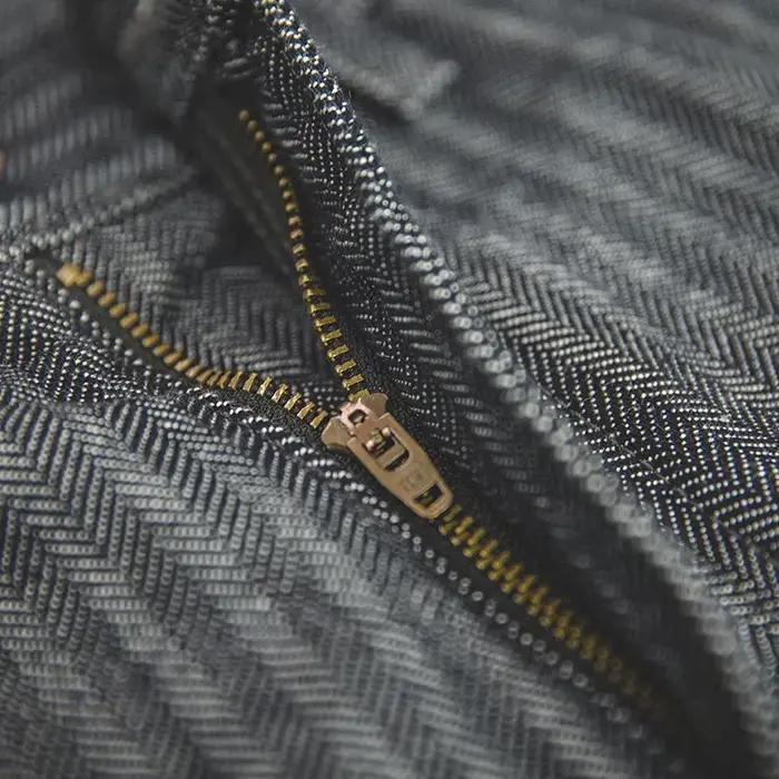 Maden Retro 12, 8 oz jean rayé gris coupe droite zippé avec poches pantalon polyvalent à chevrons pour hommes printemps
