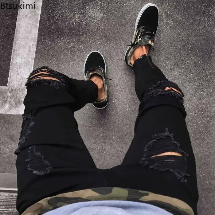 Jean skinny déchiré style street punk pour homme