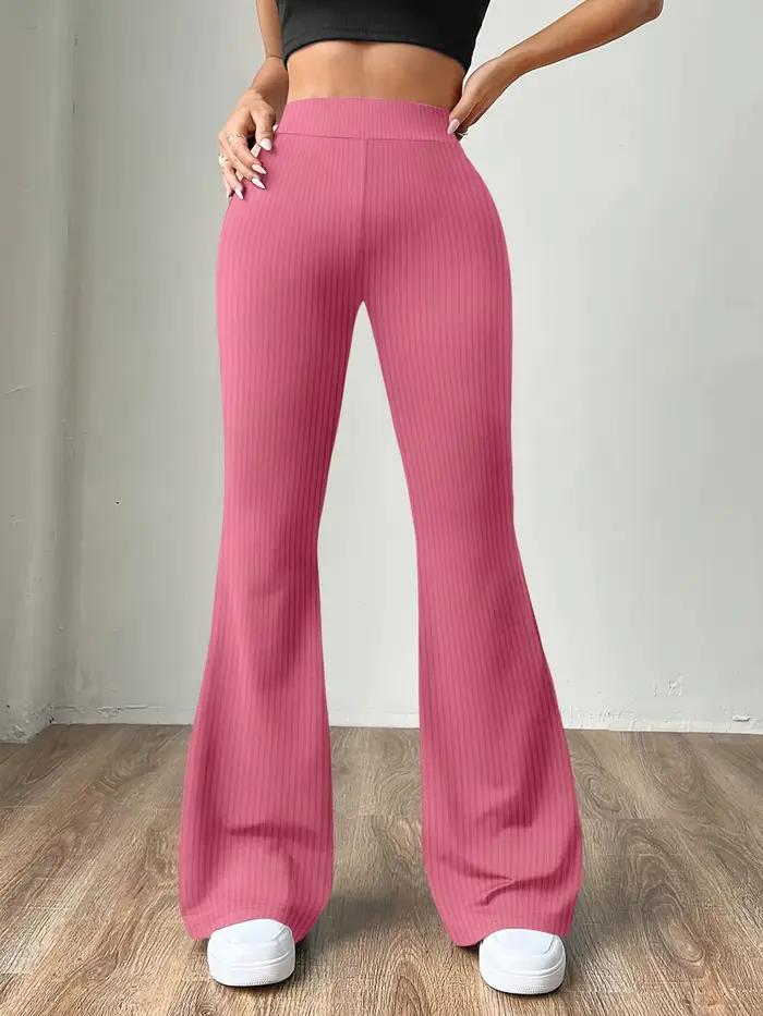 Pantalon évasé côtelé taille haute pour femme