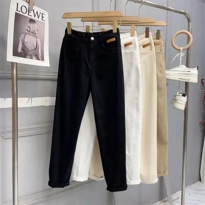 Jean blanc femme ample sarouel décontracté 2026 printemps automne coréen cheville longueur Denim pantalon dame Baggy