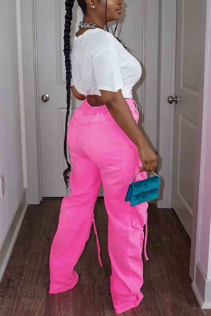 Grande taille Cargo Denim jean poches boutons femmes mode jean pantalon taille haute décontractée Streetwear Vintage Hip Hop pantalon pantalon