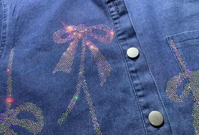 Ensemble 2 pièces en Denim à manches courtes pour femmes