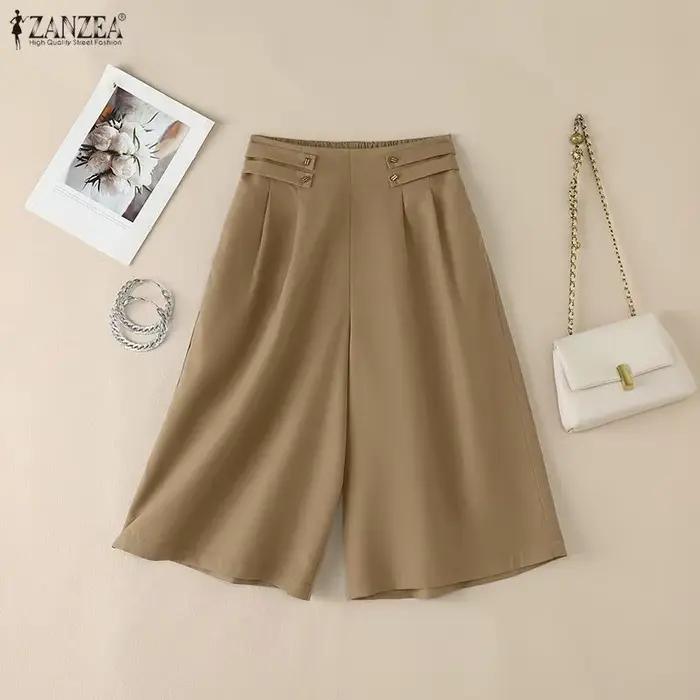 ZANZEA Pantalon Capri décontracté pour femme