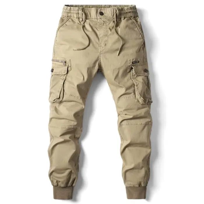 Pantalon Cargo hommes Jogging pantalons décontractés coton taille élastique militaire
