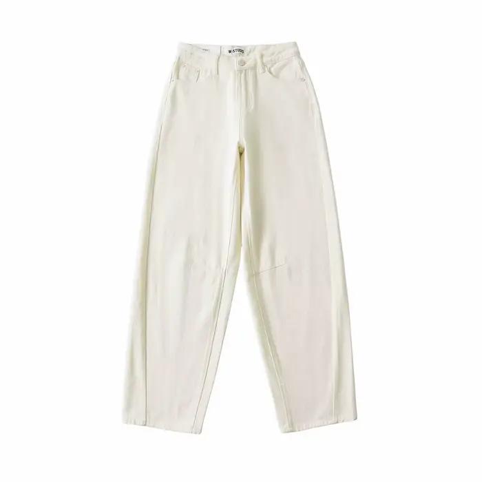 Jean ample à jambes larges style rétro américain délavé pour hiver confortable et décontracté femmes occasions quotidiennes