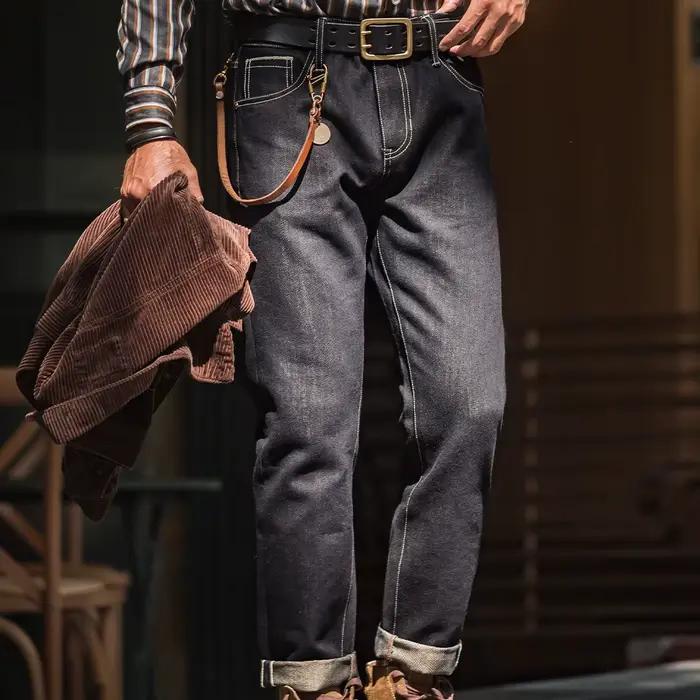 Maden-Jean Vintage en Denim Brodé localité pour Homme