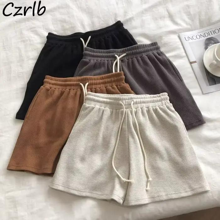 Shorts d'été à lacets pour femmes, style japonais, tout-assressenti, confortable, taille haute élastique, poches, maison, extérieur, simple, confortable, mince