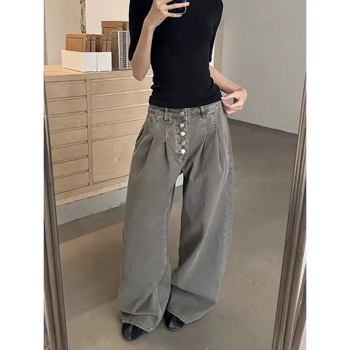 Jean Y2K marron oversize pour femme YIBASHU