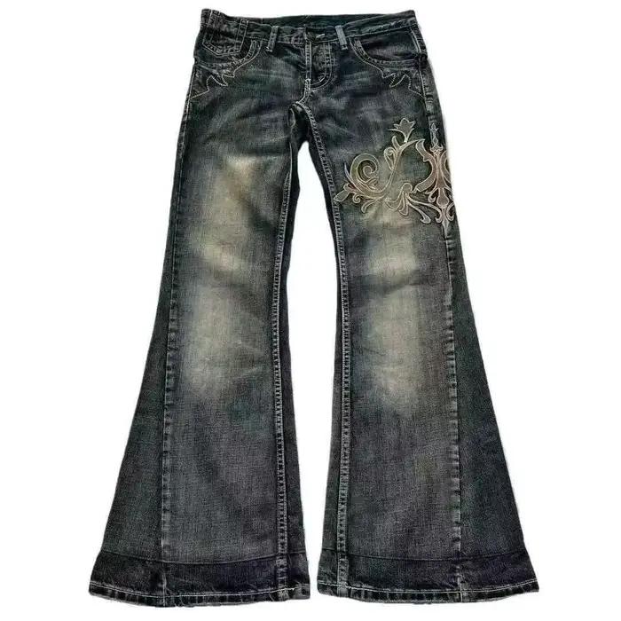 Jeans Zynvora Coupe Evasée Broderie Abi Style Années 2000 Pantalon En Denim Femmes Occasions Spéciales