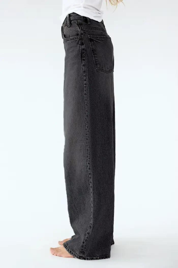 Jeans à jambes larges Sense Design 2025 style décontracté moderne coton denim élastique femme occasionnelles tout l'année