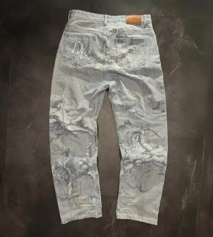 Nouveaux hommes rétro américain jean rue Hip Hop mode cupidon ange motif