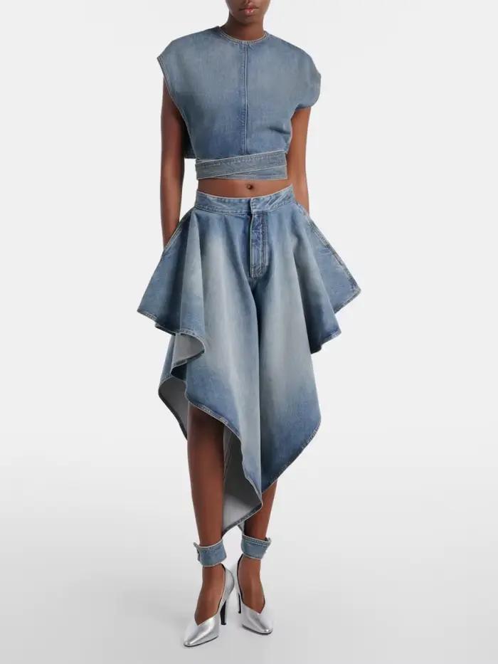 Ensemble deux pièces en jean pour femmes
