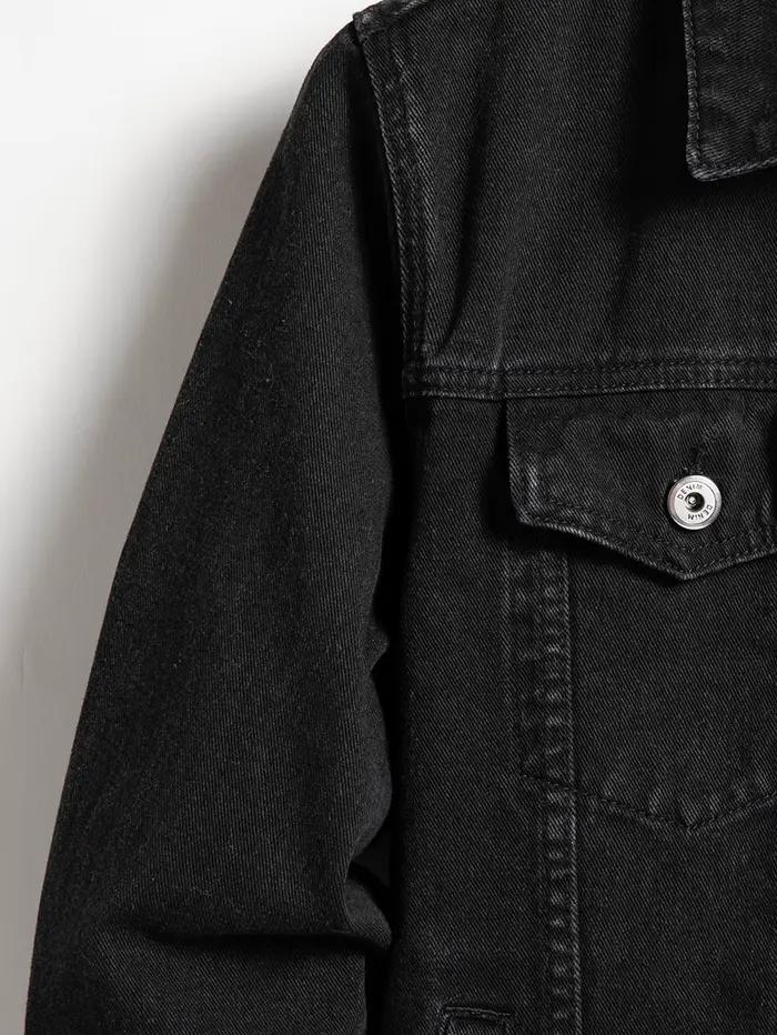 Veste en jean noire pour hommes, style décontracté, élégant et résistant, idéal pour le printemps et l'automne, polyvalent pour divers usages et occasions