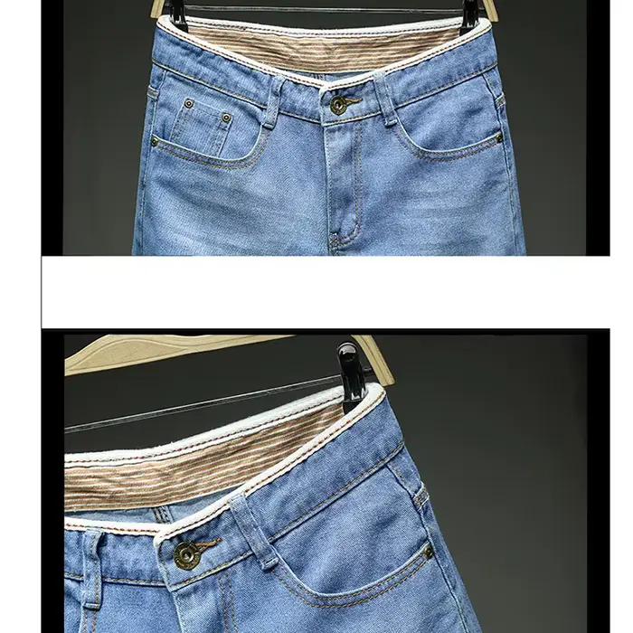 Hommes Denim Shorts été nouveau Style Section mince Force élastique coupe ajustée jean court mâle marque vêtements bleu