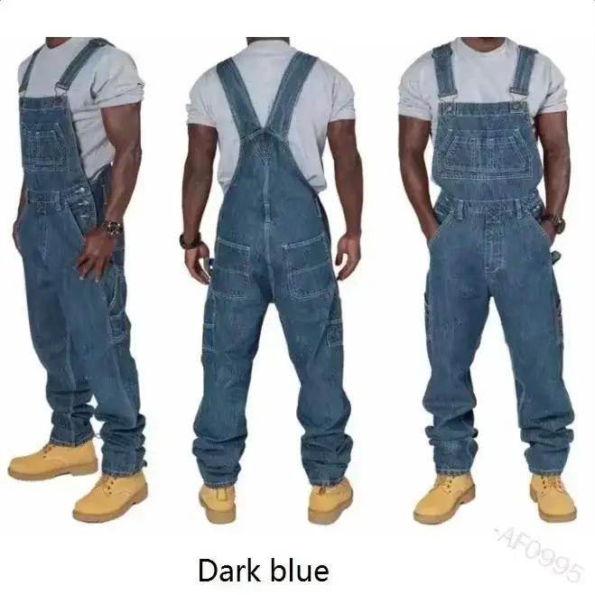 Salopette en jean homme ample pantalon cargo décontracté style punk biker automne et hiver occasions spéciales