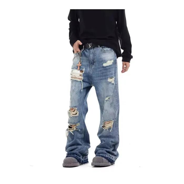 Jean décontracté rétro américain coupe droite pour homme