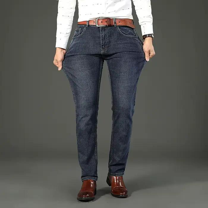 Jean classique décontracté pour homme 2026 Nouvelle mode Bleu Slim Stretch Denim Pantalon taille haute Vêtements